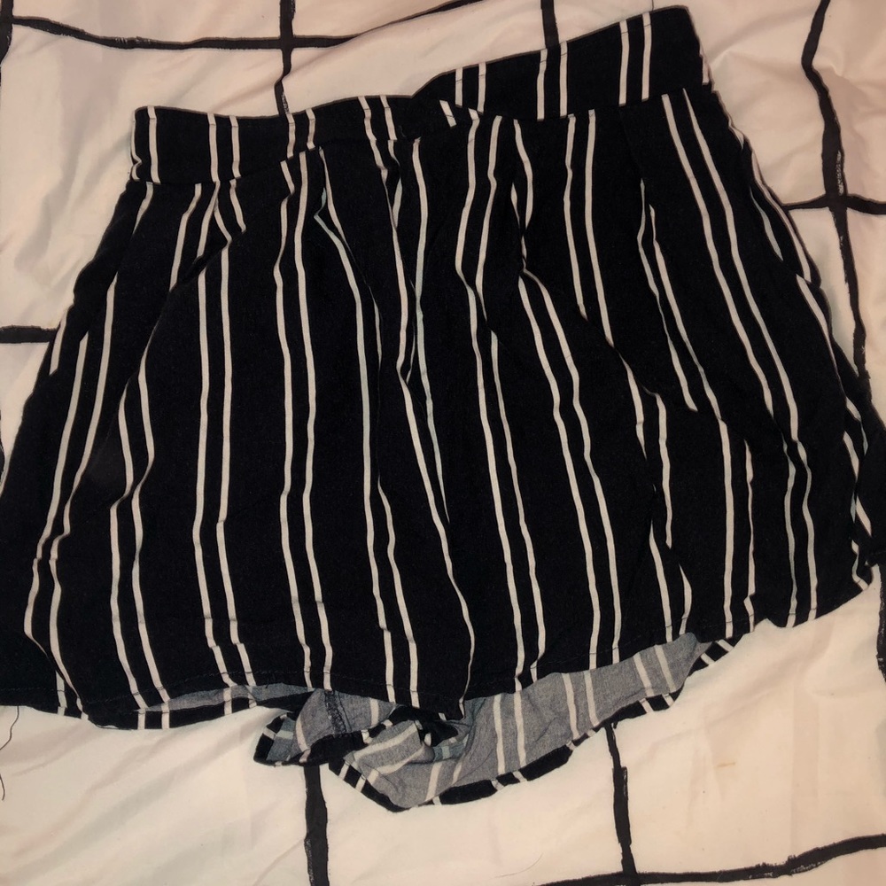 White and blue pinstriped shorts